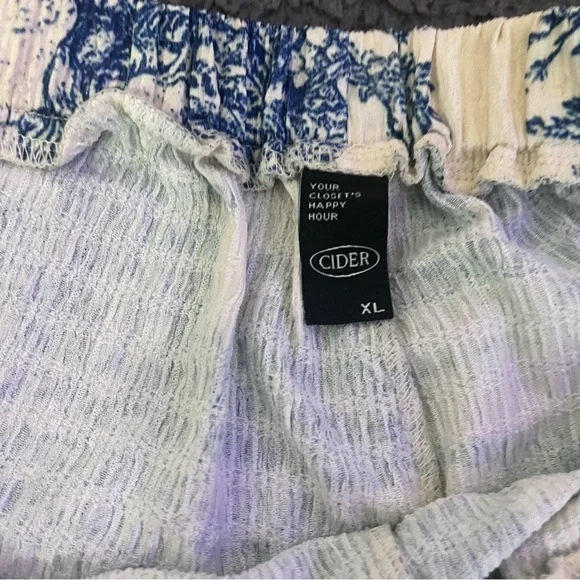 Cider Blue Toile Print Wide Leg Pants Cottagecore Size XL - Picture 3 of 9